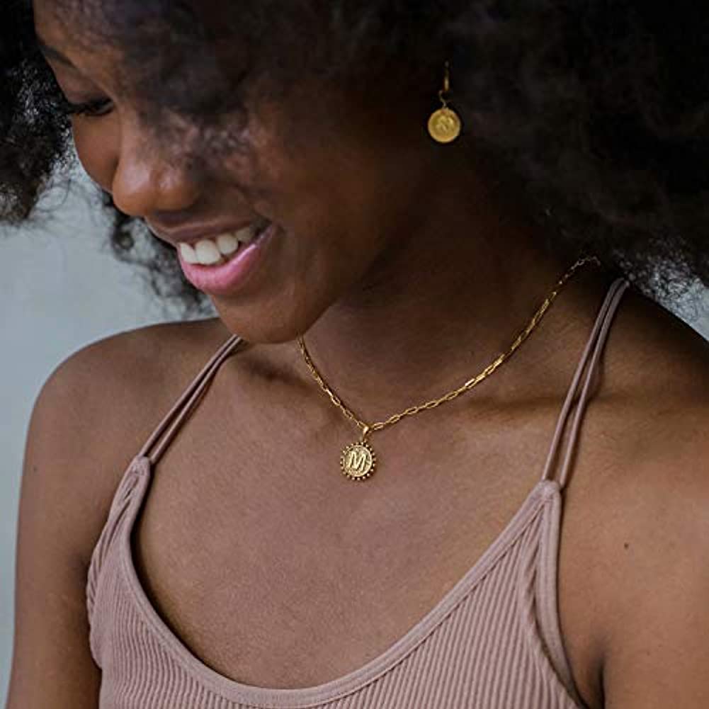 Layered Hexagon Letter Necklaces Paperclip Necklace Set for Women man Collier Chain Choker Initials Pendant Couple Jewelry Gifts