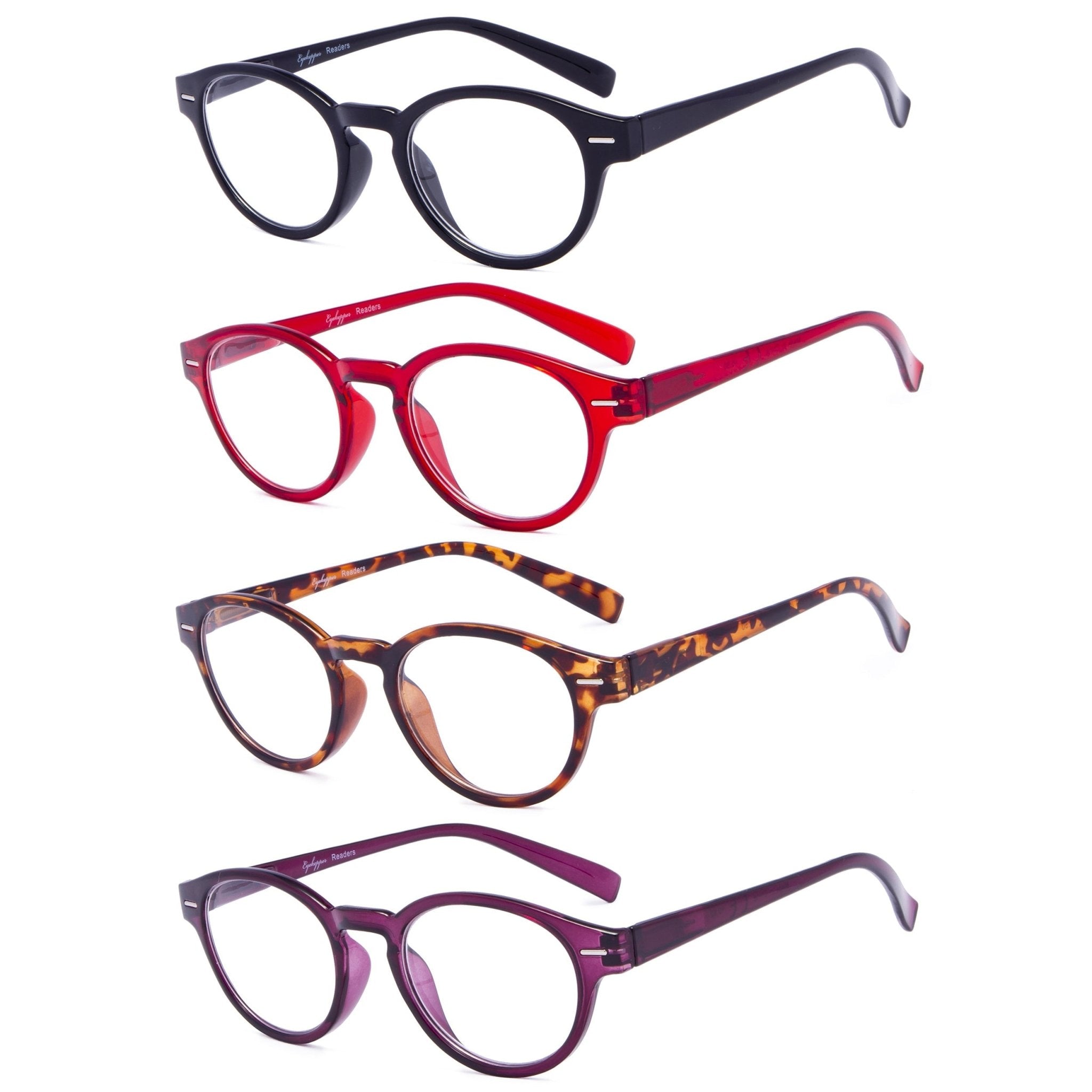 4 Pack Oval Reading Glasses Retro Readers