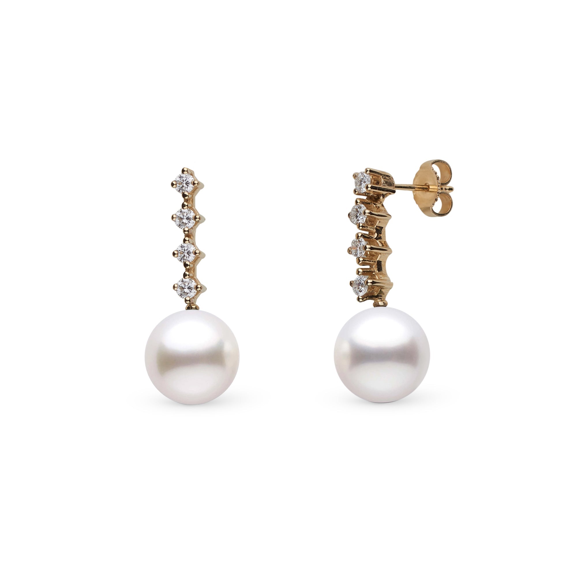 10.0-11.0 mm White South Sea Pearl and Diamond Luminary Earrings-GeekSEO