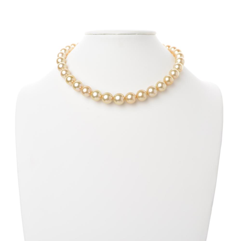 10.0-13.2 mm AAA Gold South Sea Round Pearl Necklace