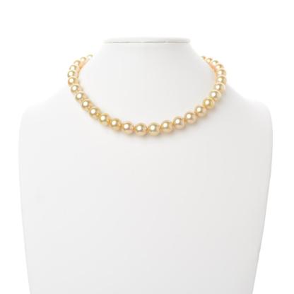 10.1-11.9 mm AAA Gold South Sea Round Pearl Necklace