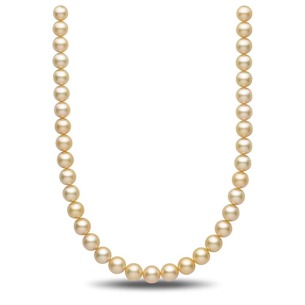 10.1-11.9 mm AAA Gold South Sea Round Pearl Necklace