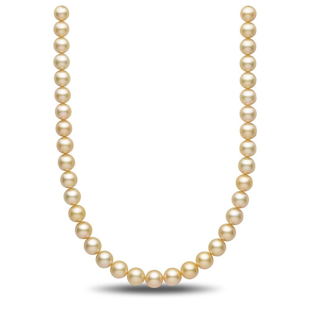 10.1-11.9 mm AAA Gold South Sea Round Pearl Necklace