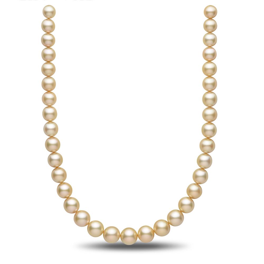 10.0-13.2 mm AAA Gold South Sea Round Pearl Necklace