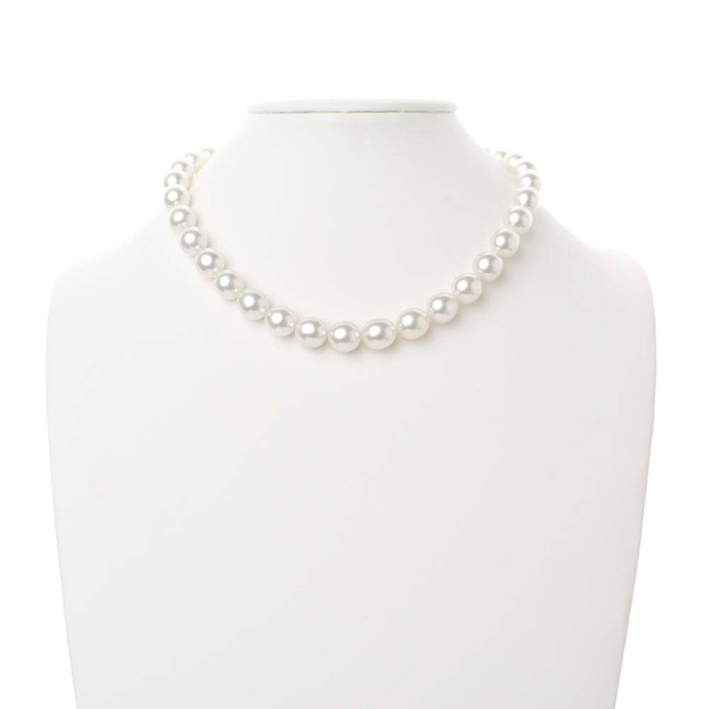 10.0-11.95 mm AAA White South Sea Oval Pearl Necklace-GeekSEO