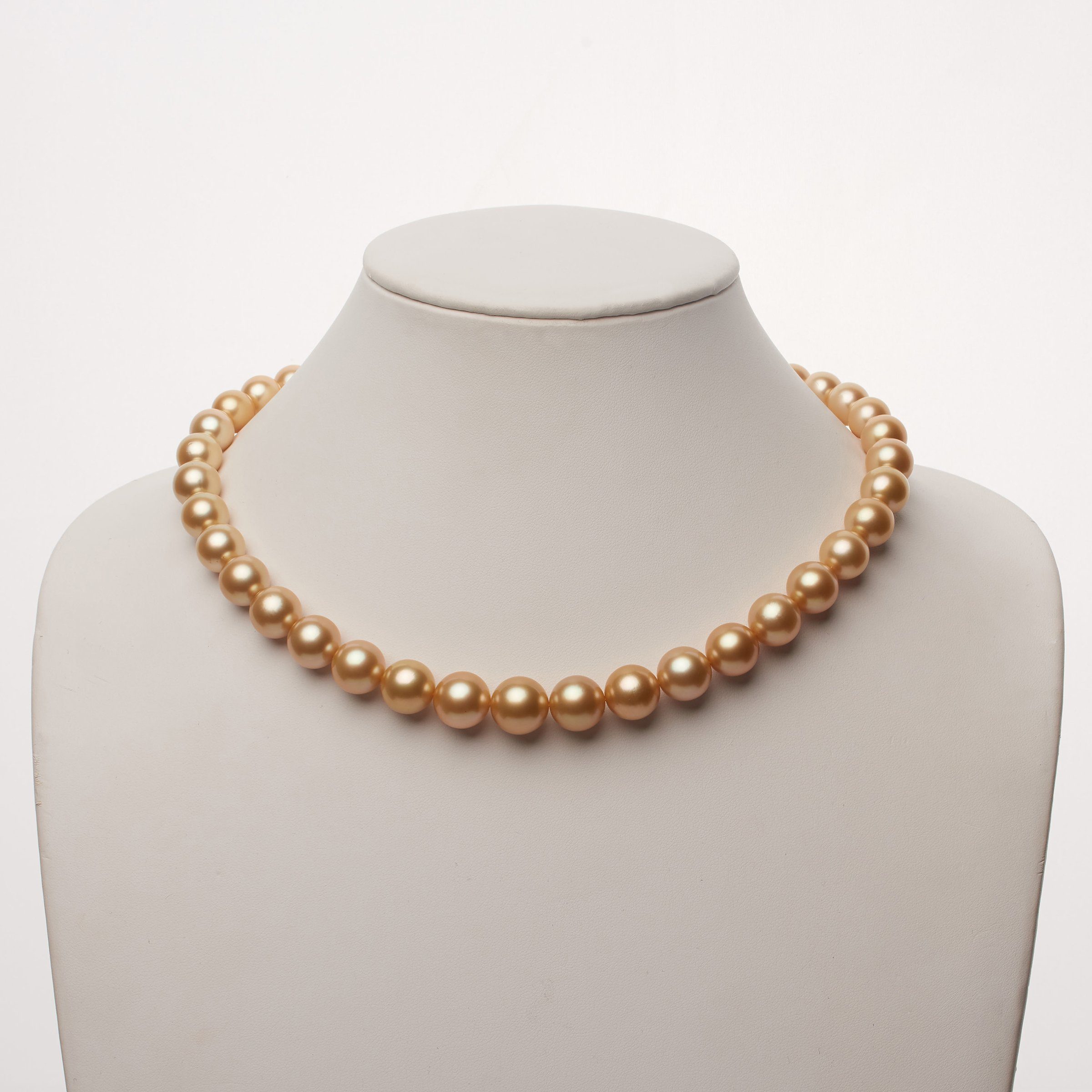 10.1-13.1 mm AAA Golden South Sea Round Pearl Necklace