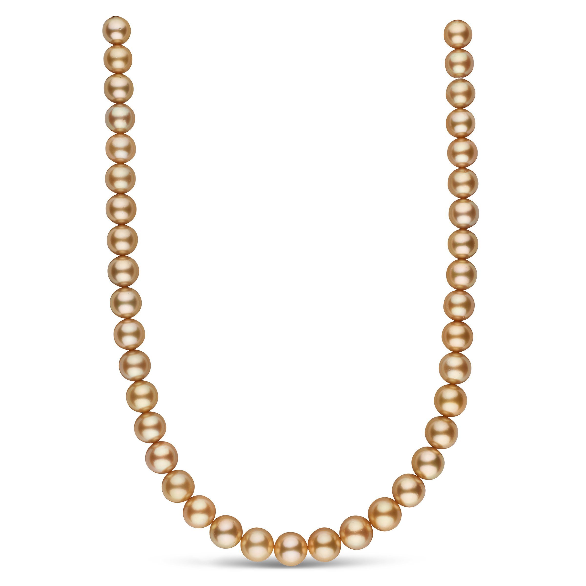 10.0-11.9 mm AA+/AAA Golden South Sea Round Pearl Necklace