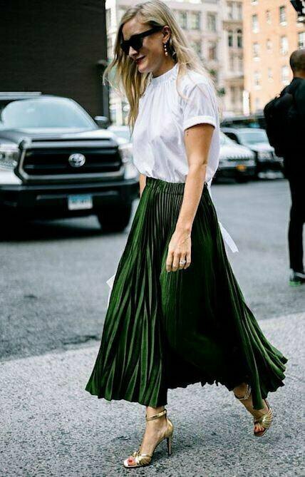 Metallic Pleated Skirt-huilingshop