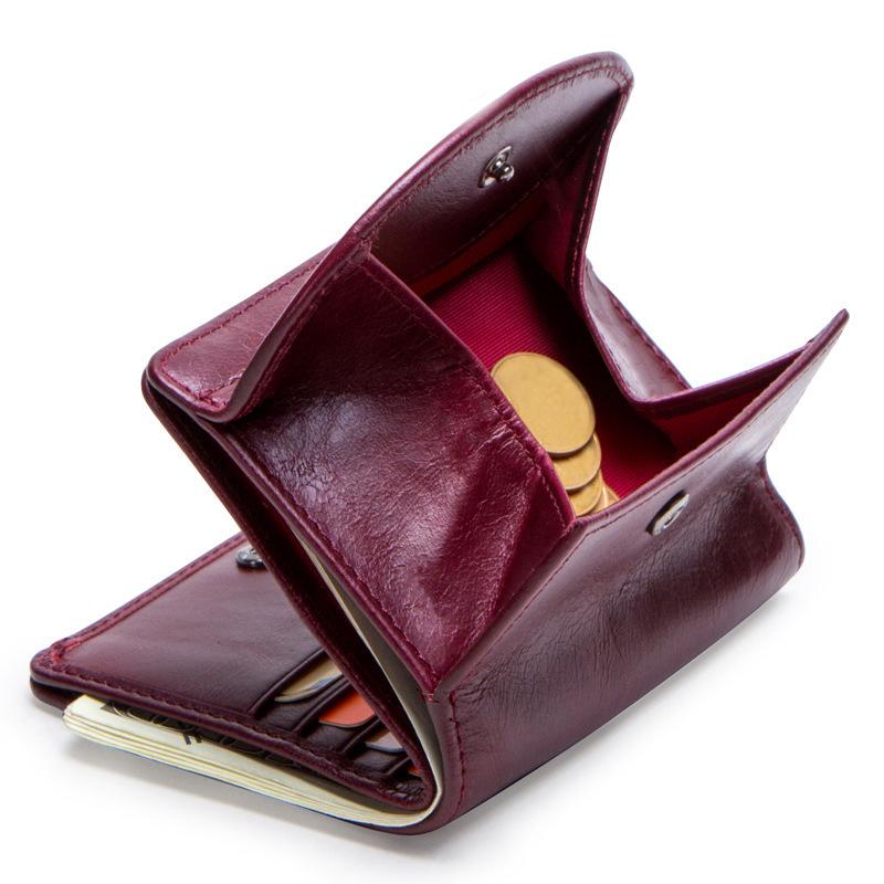 Fashion top layer cowhide ladies wallet trend small card holder mySite