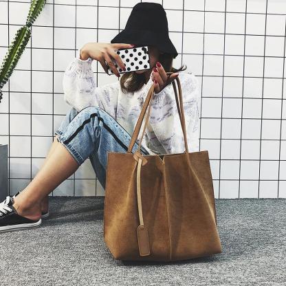Large Capacity Simple Frosted Bucket Bag mySite