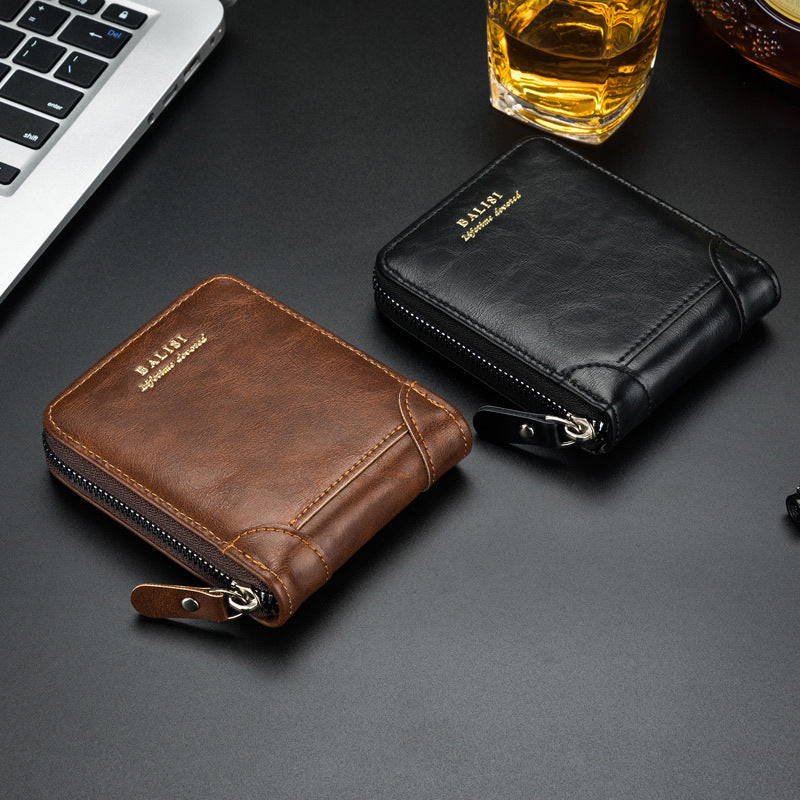 Vintage Brown Leather Credit Business Card Holders Men Wallets mySite