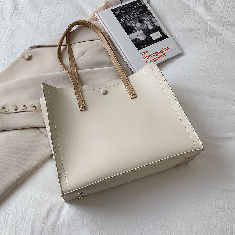 Ladies Leather Solid Color Plain Handbag mySite