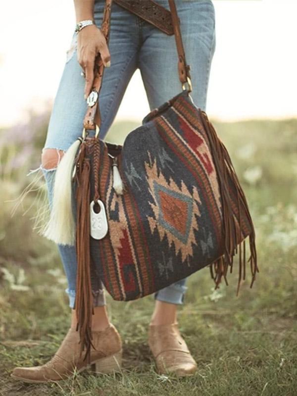 Vintage Leather Fringe Handbag mySite