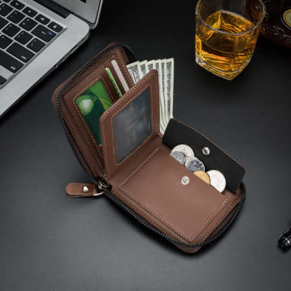 Vintage Brown Leather Credit Business Card Holders Men Wallets mySite