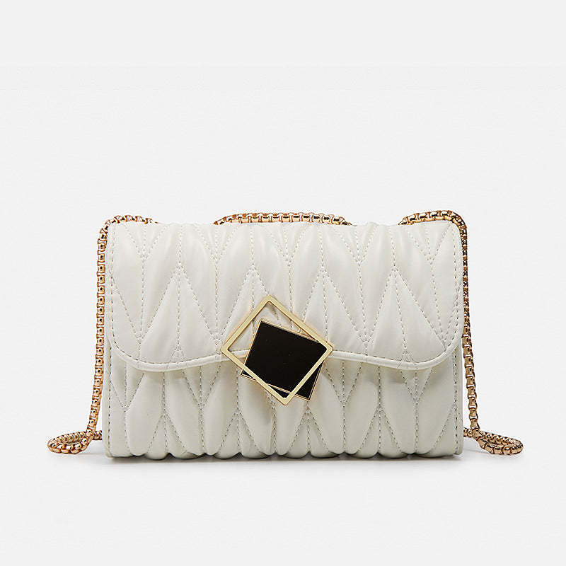 2021 spring and summer new trendy fashion chain one shoulder wrinkle leather bag rhombic crossbody bag underarm bag female bag mySite