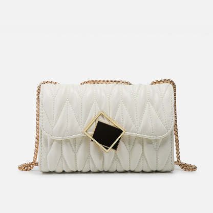2021 spring and summer new trendy fashion chain one shoulder wrinkle leather bag rhombic crossbody bag underarm bag female bag mySite