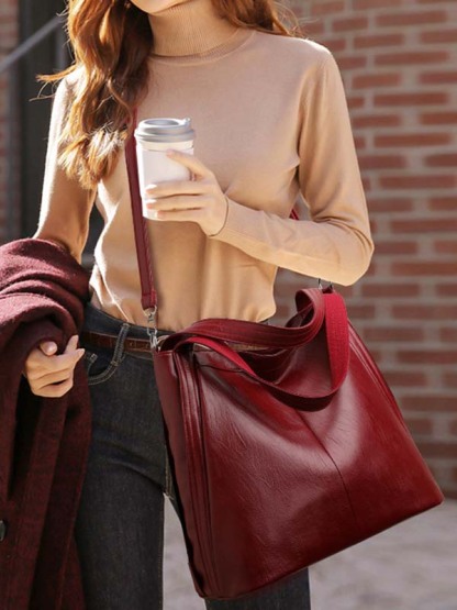 Ladies Fashion Retro Soft Leather All-match Shoulder Bag mySite