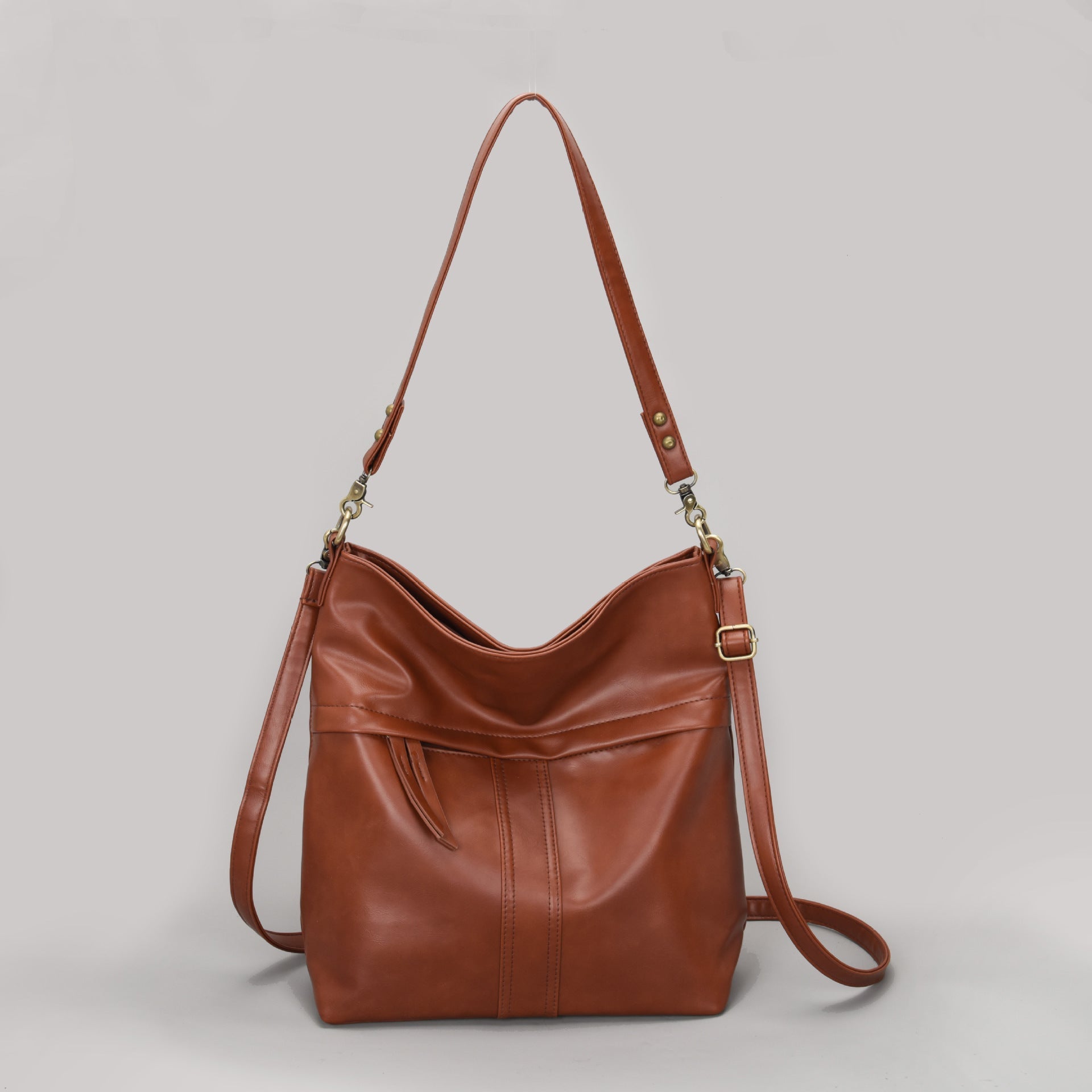 European and American style oil wax leather one-shoulder messenger bag fashion trend big bag trendy casual wear mySite