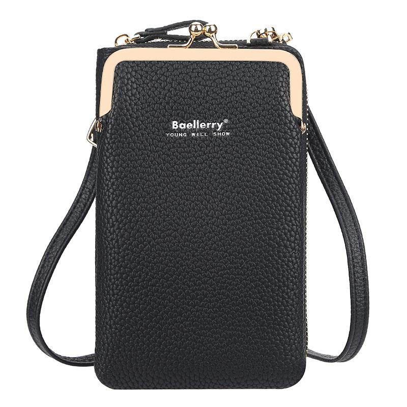 Ladies vertical lychee pattern shoulder messenger bag mySite