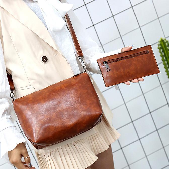 Ladies retro four-piece large-capacity Picture-mother bag, solid color handbag, one-shoulder diagonal bag mySite