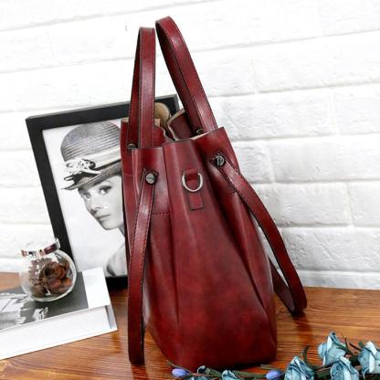 Ladies retro four-piece large-capacity Picture-mother bag, solid color handbag, one-shoulder diagonal bag mySite