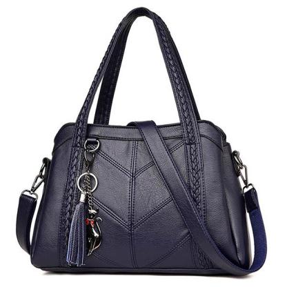 Women's Simple Soft Leather Large Capacity Messenger Bag mySite