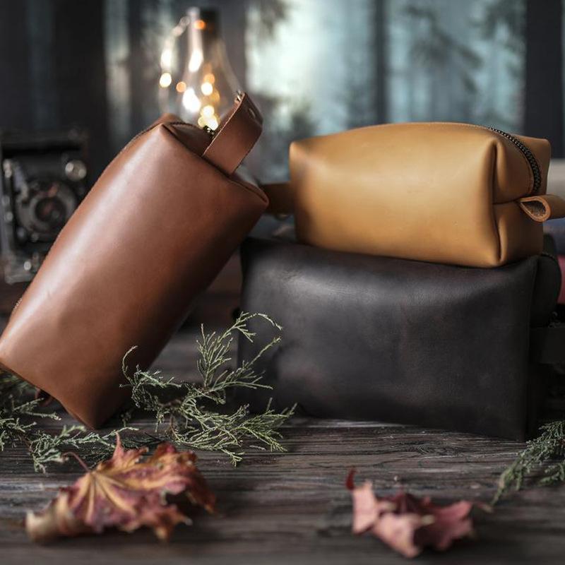 Ladies Vintage Vegetable Tanned Clutch, Wash Bag, Cosmetic Bag mySite