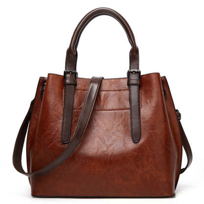 Vintage Crossbody One Shoulder Large Capacity Tote Leather Bag mySite