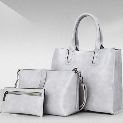 Women's new retro three-piece fashion oil wax leather large-capacity handbag mySite
