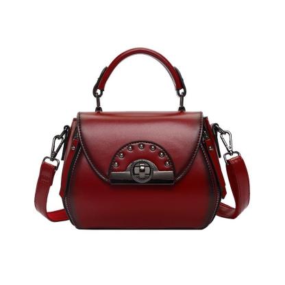 Leather Vintage Leather one shoulder portable diagonal span bag rivet saddle bag mySite