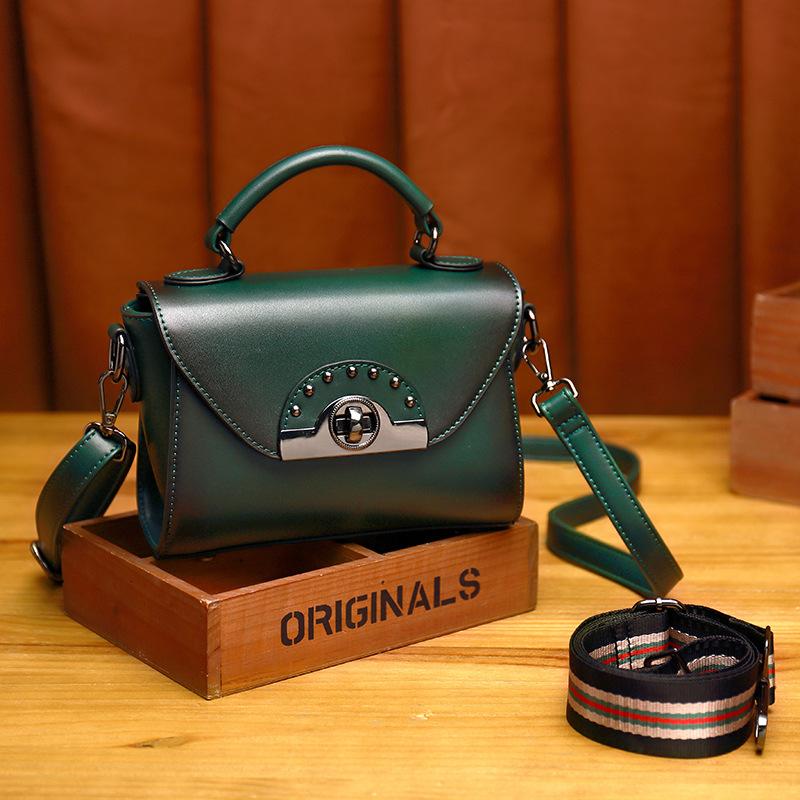 Retro oblique span oil wax cow leather one shoulder handbag mySite