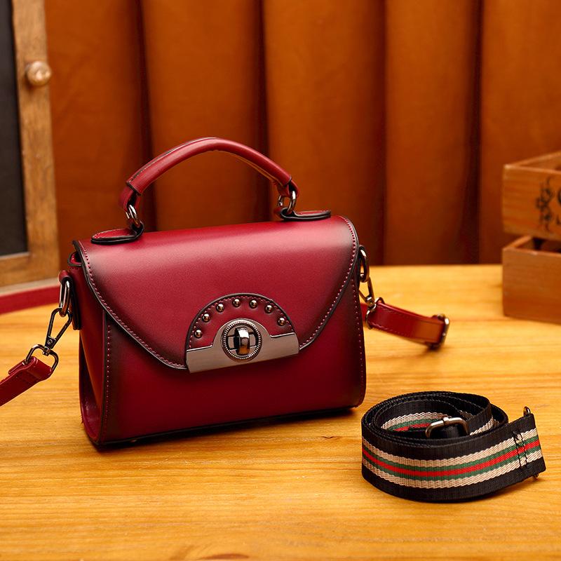 Retro oblique span oil wax cow leather one shoulder handbag mySite