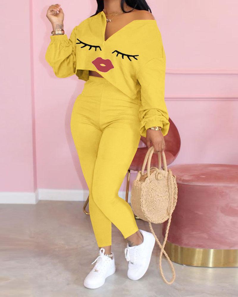 Two-piece Lip Print Suit