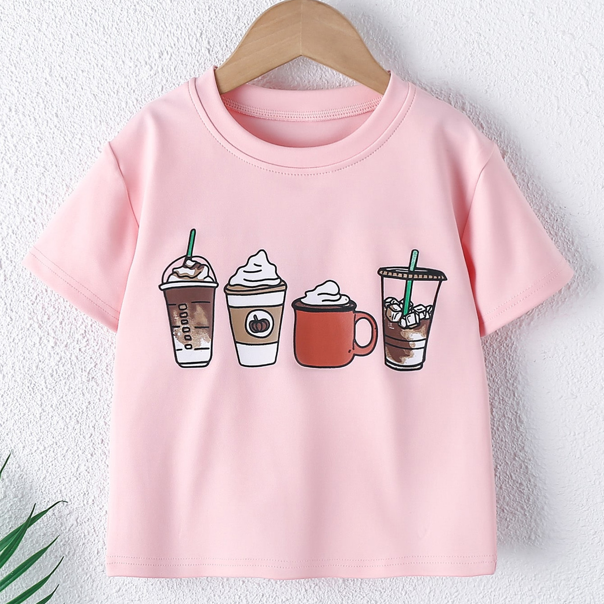 Kids Girls Summer Cute Food Coffee Pattern T-shirt Wholesale