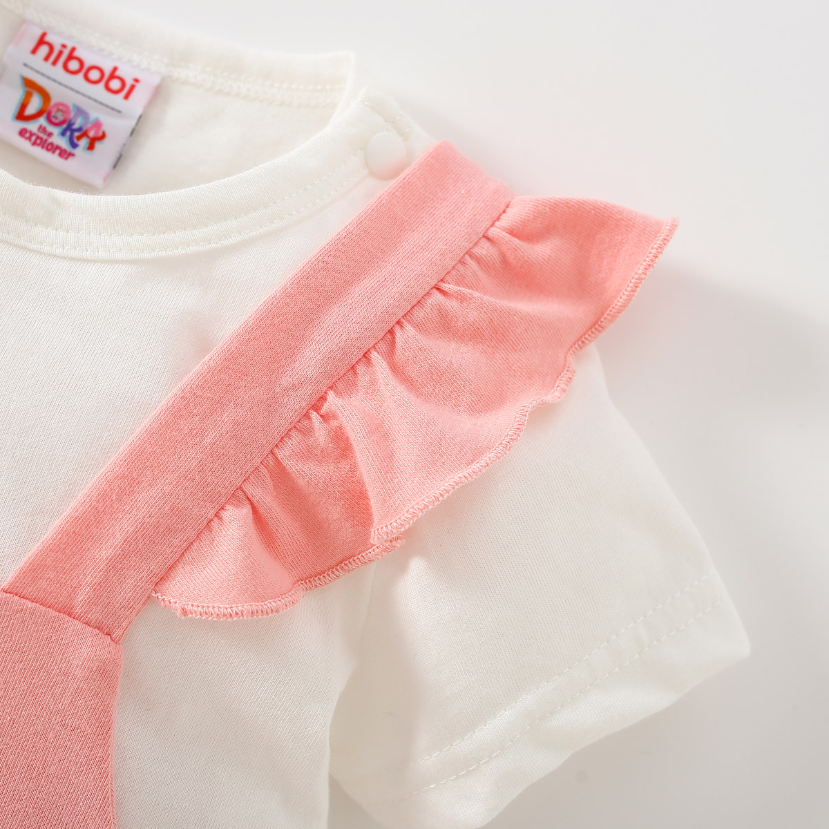 模拟bug，限时促销商品1，原价19.99，限时促销价10.99；hibobi ×Dora Girl Baby Pink Strappy Trousers & white T-shirt Set Wholesale