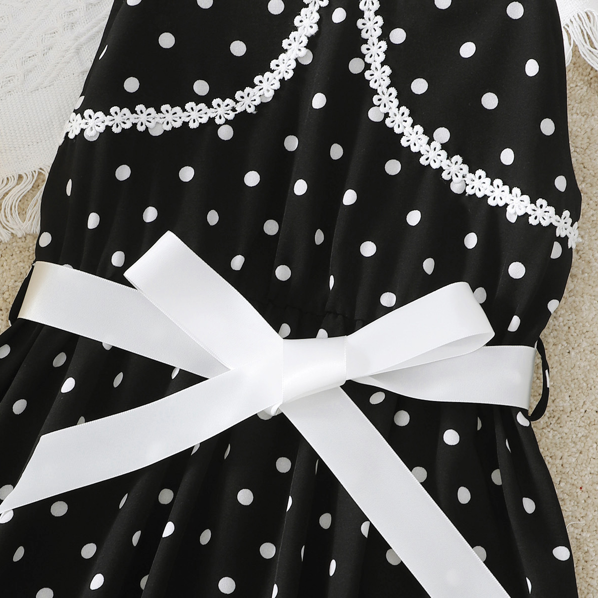 Kids Girls Summer Sweet Bowknot Polka Dot Slip Dress Wholesale