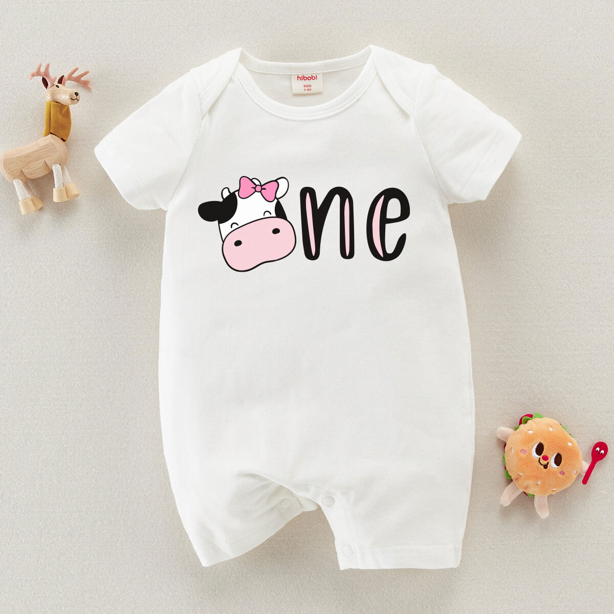 模拟bug，普通商品，原价28.99，买1件；hibobi Girl Baby Cow One Print Short-sleeved Bodysuit Wholesale