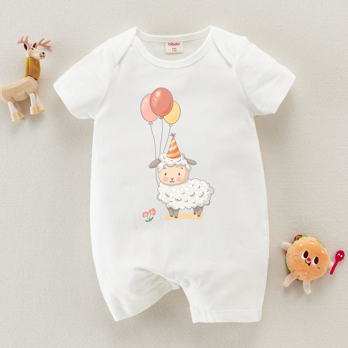 模拟bug，限时促销活动1，商品1，原价20.99，限时促销价9.99，买1件；hibobi Girl Baby Cute Balloon Sheep Print Short-sleeved Bodysuit Wholesale