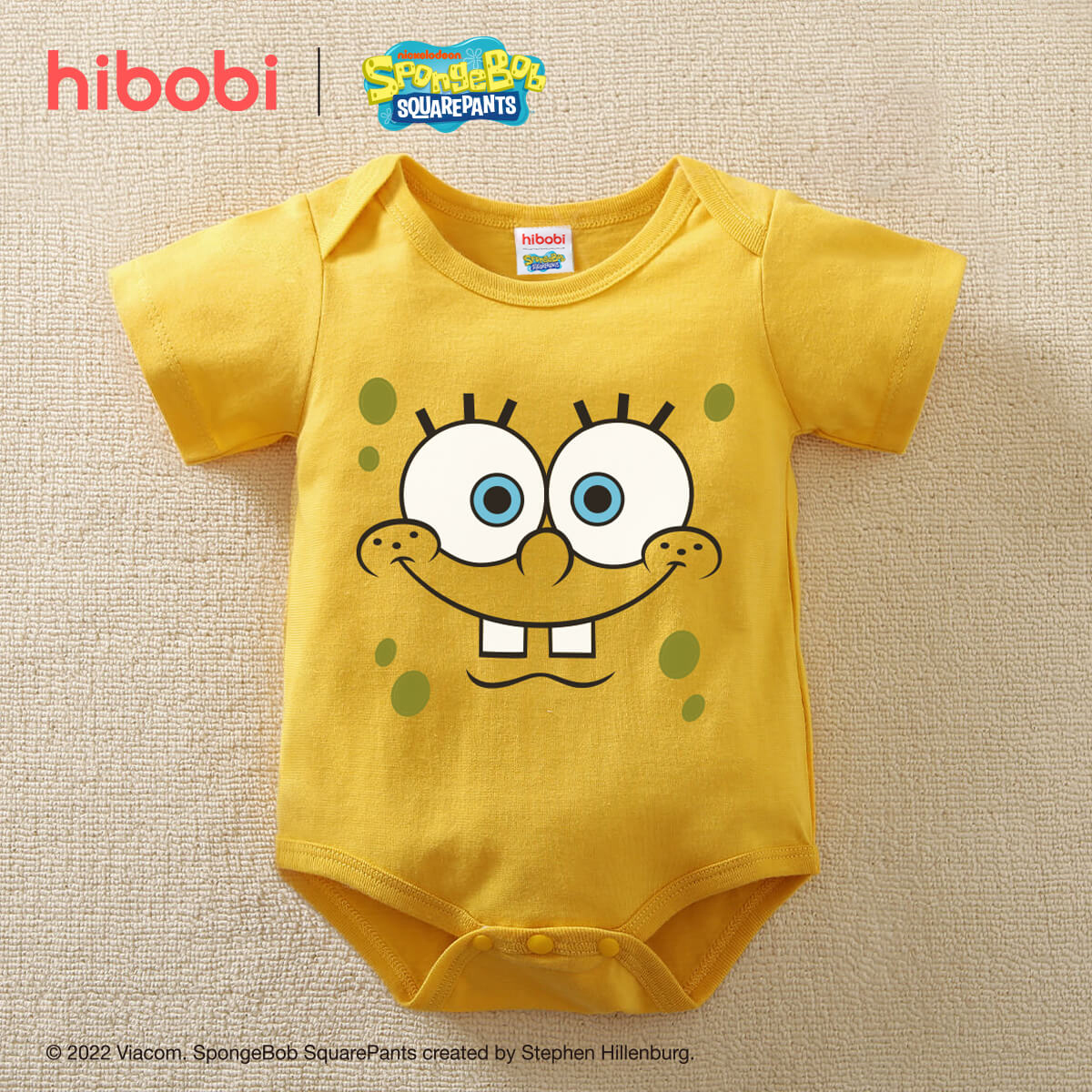 【不在澳大利亚主市场】SpongeBob SquarePants×hibobi Baby Emoji Print Short-sleeved Bodysuit Wholesale