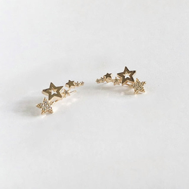 Huitan Hot Selling Simple Stylish Star Women Drop Earrings Shiny White Zircon Exquisite Versatile Female Earring Fashion Jewelry - Syztanan