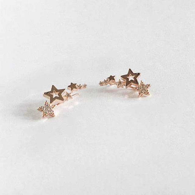 Huitan Hot Selling Simple Stylish Star Women Drop Earrings Shiny White Zircon Exquisite Versatile Female Earring Fashion Jewelry - Syztanan