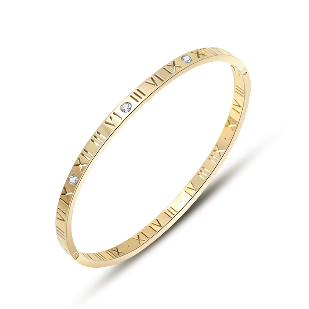 商品23-Diamonds Inlaid Roman Numerals Bangle